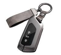 Rondrive Coque de e voiture compatible avec Cupr-a Terramar Formentor Sportstourer Tavascan Born Ateca Leon 2025, accessoire en métal et cuir, boîtier de clé, porte-clés - Gris