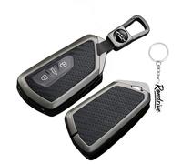 Rondrive Coque de e voiture compatible avec Ford Explorer EV/Capri EV 2026 2025, métal, cuir synthétique, 3 boutons, fibre de carbone, noir