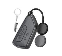 Rondrive Coque de e Voiture Compatible avec VW Tyron Golf 8 8.5 Tiguan Passat B9 Caddy ID.3 ID.4 ID.7 2024 2025 Alliage de Zinc + Cuir 5 Boutons Gris