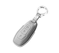 Rondrive Coque de clé de voiture en cuir pour Ford Focus Mondeo MK5 Mustang Fiesta Galaxy Explorer Ranger Escort S-Max MK3 Porte-clés Accessoires 3 boutons, Gris, 3 buttons
