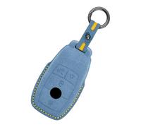 Rondrive Coque de clé de voiture en daim pour Mercedes Benz AMG E C S CLA 250 CLS 450 600 580 Classe C C63S E53 E350 GLC 300 GT63S Porte-clés Accessoires 4 boutons, Bleu, 4 buttons