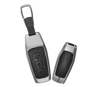 Rondrive Coque de e voiture en métal et cuir compatible avec Audi Q5 SQ5 Q6 SQ6 SUV 2025 2026 A3 A5 A5L S5 A6, avec sangle de clé, noir