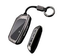 Rondrive Coque de clé de voiture en métal pour BMW i7 G07 Série 1 2 F74 X5 G05 X1 U11 X2 U10 X3 G45 M135 X28i X6 Xdrive40i Porte-clés 4 boutons Accessoires Fibre de carbone Noir-2