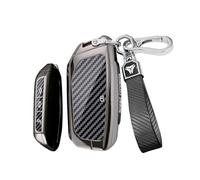 Rondrive Coque de clé de voiture en métal pour BMW i7 G07 Série 1 2 F74 X5 G05 X1 U11 X2 U10 X3 G45 M135 X28i X6 Xdrive40i Porte-clés 4 boutons Accessoires Fibre de carbone Noir-3