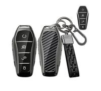 Rondrive Coque de porte-clés en métal compatible avec BYD Sealion 7 6 ATTO 1 2 3 Shark 6 Dolphin Surf Seagull Seal U DM-i SUV Motif carbone pour boîtier de e voiture, chaîne de clé, porte-clés