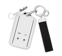 Rondrive Coque de protection en TPU pour clé de voiture - Compatible avec Mazda 6e EZ-60 2025 2026 - 4 boutons - Bord argenté - Décoration de clé de voiture - A - Blanc