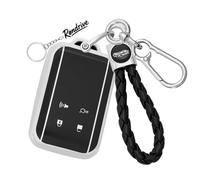 Rondrive Coque de protection en TPU pour clé de voiture - Compatible avec Mazda 6e EZ-60 2025 2026, 4 boutons - Bord argenté - Décoration de clé de voiture - Noir