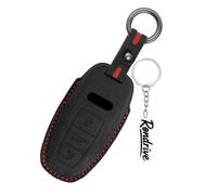 Rondrive Coque de protection pour clé de voiture Audi - En cuir - 3 boutons - Convient pour Audi A3 8Y S6 RS6 S7 RS7 A6L A6 C8 A7 E-Tron A8 2019-2024, 3 boutons - Noir