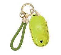 Rondrive Coque de protection pour clé de voiture compatible avec Tesla Model X 2017-2026, en cuir, modèle X, avec porte-clés, vert