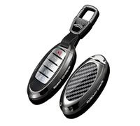 Rondrive Coque de protection pour clé de voiture en métal et silicone avec texture carbone compatible avec Nissan Rogue Sentra Altima Pathfinder Versa Frontier