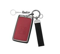 Rondrive Étui de clé de voiture en cuir métallisé - Convient pour Renault 4 E-Tech 5 E-Tech Alpine A290 A390 Grand Scenic E-Tech Captur Megane - Coque de protection pour clé - Rouge