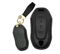 Rondrive Étui de protection en cuir pour clé de voiture compatible avec Macan EV 2024 2025 2026 Cayenne EV - Noir