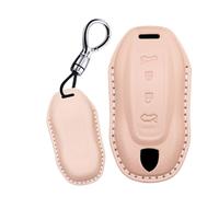 Rondrive Étui de protection en cuir pour clé de voiture compatible avec Macan EV 2024 2025 2026 Cayenne EV - Rose pastel