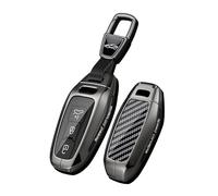 Rondrive Étui de protection pour porte-clés en texture carbone Compatible avec Audi 2026 2025 Q5 SQ5 Q6 E-tron RSQ6 A3 A5 A5L S5 A6 A6L Coque en silicone pour e voiture en métal