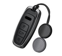 Rondrive Housse de Porte-clés Compatible avec Audi Q3 SUV 2026 A3 S3 RS3 A6 S6 A7 A8 Q7 SQ7 Q8 SQ8 RSQ8 SQ8 e-tron 2022-up, Coque de e Voiture en Métal et Cuir, Noir