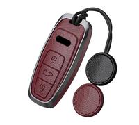 Rondrive Housse de Porte-clés Compatible avec Audi Q3 SUV 2026 A3 S3 RS3 A6 S6 A7 A8 Q7 SQ7 Q8 SQ8 RSQ8 SQ8 e-tron 2022-up, Coque de e Voiture en Métal et Cuir, Rouge