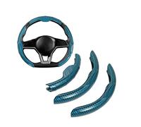 Rondrive Housse de volant aspect carbone - Convient pour Audi A1 A3 A4 A6 A8 Quattro Q2 Q3 Q7 S3 S6 RS3 RS6 R8 TT TTS - 3 pièces - Housse de volant - Accessoire de voiture - Style voiture - Turquoise