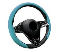 Rondrive Housse de volant universelle en cuir - Pour l'été et l'hiver - Pour volants ronds de 37 à 38,5 cm - Type D - Antidérapant - Accessoire de voiture - Bleu