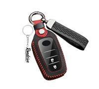 Rondrive Housse en cuir pour ompatible avec Toyota Yaris 4 GR Cross Hybrid Corolla CHR BZ4X Land Cruiser Hilux RAV4 2024-2026 Coque de e voiture Étui à clés 2/3/4/5 boutons A-Noir