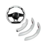 Rondrive Lot de 3 housses de volant aspect carbone pour Audi A1 A3 A4 A6 A8 Quattro Q2 Q3 Q5 Q7 S3 S4 S6 RS3 RS6 R8 TT TTS - Housse de volant 3 pièces - Accessoire de voiture - Blanc