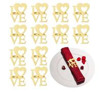 Ronds de serviette de Noël, 14 pièces Noël Love Anneaux de serviette Saint-Valentin Boucles Support Lettre Anneau de serviette en métal Doré Amour Cœur Ronds de serviette Décoration de table pour