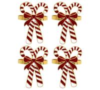 Ronds de serviette de Noël - Porte-serviettes de vacances avec motif canne à sucre d'orge, boucles de serviette esthétiques en métal pour dîners de Noël, fêtes de mariage et décorations de table