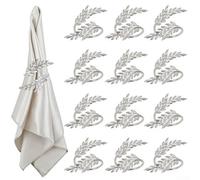 Ronds de serviette dorés et argentés en forme de gerbe en métal pour décoration de table de mariage - Porte-serviettes élégant en strass 13 x 4 cm (doré)