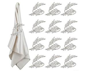 Ronds de serviette dorés et argentés en forme de gerbe en métal pour décoration de table de mariage - Porte-serviettes élégant en strass 13 x 4 cm (doré)
