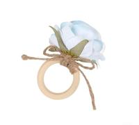 Ronds de serviette en bois faits à la main avec motif floral pour mariage, décoration de table rustique, style luxueux, bois massif blanc crème et corde de chanvre, détails pour fête, rassemblement