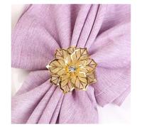Ronds de serviette Porte-serviettes, Lot de 12 boucles de serviette en papier à motif de fleurs for table de mariage, décoration d'hôtel(Golden)