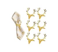 Ronds De Serviette Renne De Noël, Rond De Serviette De Table Doré,6 Pcs,Decoration Noel,Rond De Serviette pour Décoration De Table