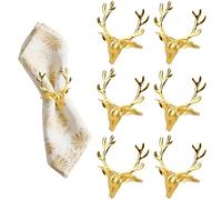 Ronds De Serviette Renne De Noël, Rond De Serviette De Table Doré, 6 Pièces, Decoration Noel, Rond De Serviette pour Décoration De Table, Mariage, Noël, Dîner De Fête