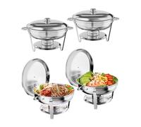 Ronds Réchaud à Buffet, Ensemble de Chauffe Plats Buffet 5L, Un Service de 4 Pièces Buffets Chauffants, Fêtes Mariages Dîners Noël