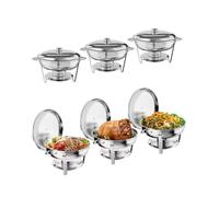Ronds Réchaud à Buffet, Ensemble de Chauffe Plats Buffet 5L, Un Service de 6 Pièces Buffets Chauffants, Fêtes Mariages Dîners Noël