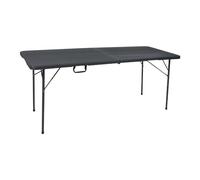 IEV RONDY IMPORT EXPORT DU VELAY Table Pliante Noir - Table de Jardin - Table Pliante de Camping - Imitation Bois - Capacité 8 Personnes - poignée de Transport