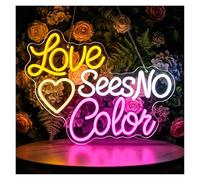 RONGCH Décor Mural Lumière Enseigne au néon LED Love Sees No Color alimentée par USB, variable, pour salle de mariage, Studio, café, décoration 40x32cm/15.7x16.6in