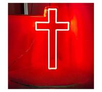 RONGCH Décor Mural Lumière Enseigne Lumineuse LED Croix De Jésus Au Néon, Intensité Variable, Alimentation USB Idéale Pour Pâques, Noël Mariage Chambre Ou Un Salon 35cm