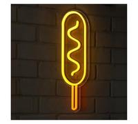 RONGCH Décor Mural Lumière Enseigne Lumineuse LED Néon Corn Dogs Intensité Variable, Pour Restaurant Fast-food, Cuisine, Hôtel, Boutique, Décoration De Fête Alimentation USB 35cm(Style 2)