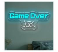 RONGCH Décor Mural Lumière Enseigne Lumineuse LED Néon « Game Over » Alimentée Par USB Et À Intensité Variable : Décoration Murale Tendance Pour Salle De Jeux 40.6x17.5cm
