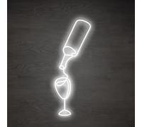 RONGCH Décor Mural Lumière Enseigne Lumineuse LED Néon Vin Intensité Variable Pour Maison Magasins Bars Brasseries Cafés, Décoration Murale, Éclairage D'ambiance, 40cmx15cm(Blanc)