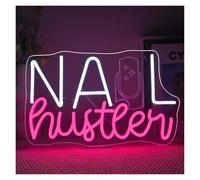 RONGCH Décor Mural Lumière Enseigne Lumineuse Néon Nail Hunter, Intensité Variable USB, Pour Vitrine De Magasin De Vernis À Ongles. Rendez Votre Magasin Plus Brillant 37x23cm