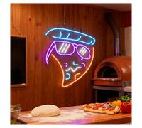RONGCH Décor Mural Lumière Enseigne Lumineuse Néon Part De Pizza, Faite Main, Idéale Pour La Décoration Murale D'un Magasin Luminosité Réglable 50cm(Violet)