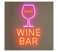 RONGCH Décor Mural Lumière Enseigne Lumineuse Néon Wine Bar À Intensité Variable, Idéale Pour Un Espace Lounge Ou Une Vitrine De Commerce 38cm
