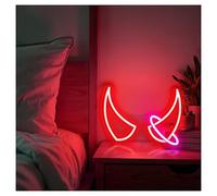 RONGCH Néon Enseignes lumineuses Decor Cornes De Diable Et Néons D'ange, Luminosité Réglable, Convient Pour La Décoration Murale D'une Chambre À Coucher Ou D'un Studio, 29cmx38cm(C)