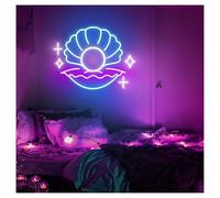 RONGCH Néon Enseignes lumineuses Decor Enseigne Au Néon Coquillage Avec Perle, Luminosité Réglable, Idéale Pour Les Accessoires De Décoration De Magasin, 40cmx53cm(E)