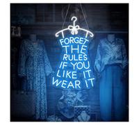 RONGCH Néon Enseignes lumineuses Decor Enseigne Au Néon Forget The Rules If You Like It Wear It Avec Luminosité Réglable, Idéale Pour La Décoration D'un Dressing, 34cmx57cm(Ré)