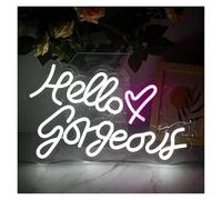 RONGCH Néon Enseignes lumineuses Decor Enseigne Au Néon Hello Gorgeous Pour Décoration De Chambre À Coucher, De Maison, De Fête D'anniversaire 42x25.5cm