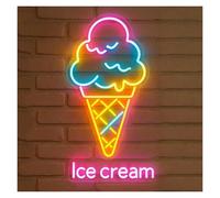 RONGCH Néon Enseignes lumineuses Decor Enseigne Au Néon Ice Cream À Intensité Variable Pour Glacier, Café, Restaurant, Entreprise, Maison, Club, Bar, Décoration Murale, 50cm
