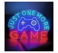 RONGCH Néon Enseignes lumineuses Decor Enseigne Au Néon Just One More Game Pour Chambre D'enfant, Salle De Jeux, Bar, Décoration Murale, Lumière À Intensité Variable,45x33cm