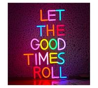 RONGCH Néon Enseignes lumineuses Decor Enseigne Au Néon Let The Good Times Roll À Colorée, Intensité Variable Pour Mariage, Chambre, Homme, Cave, Bar, Fête, Décoration Murale, 42cmx27cm